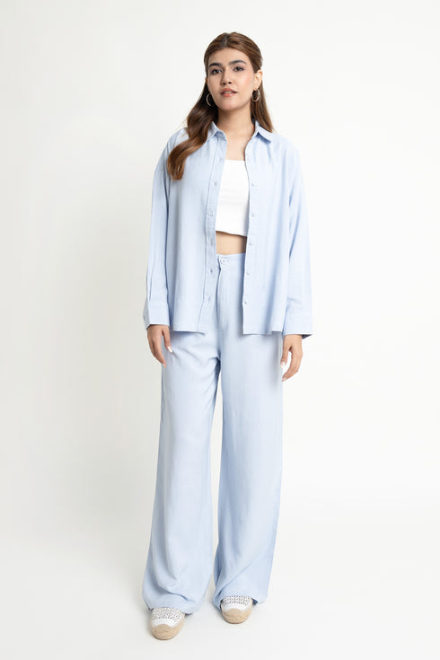 The Ice Blue Oversized Linen Shirt