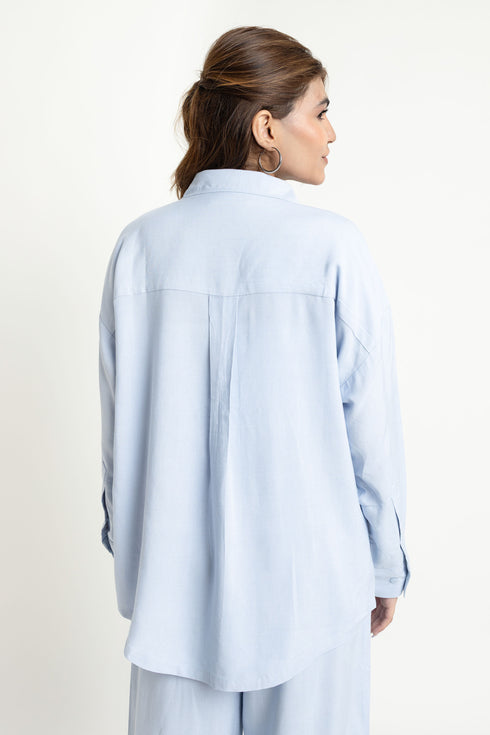 The Ice Blue Oversized Linen Shirt