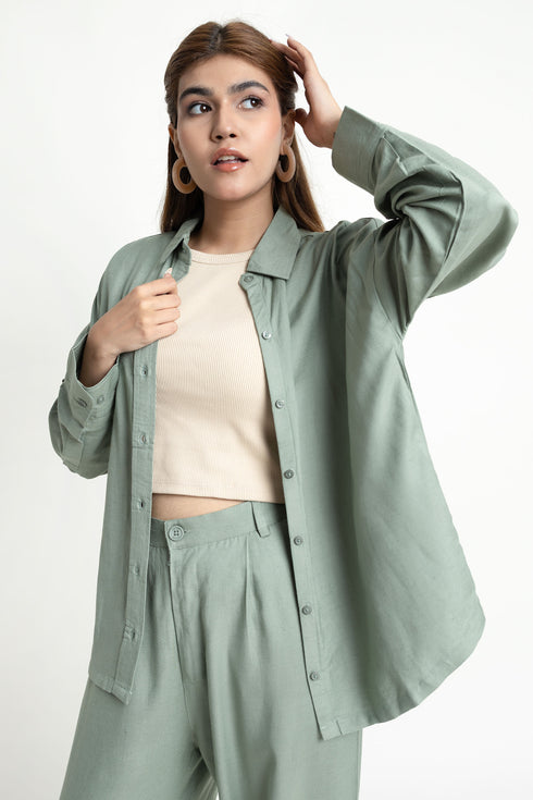 The Olive Oversized Linen Shirt