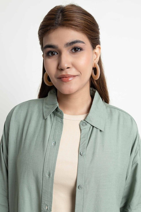 The Olive Oversized Linen Shirt