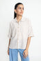 The White & Brown Oversized Striped Shirt