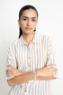 The White & Brown Oversized Striped Shirt
