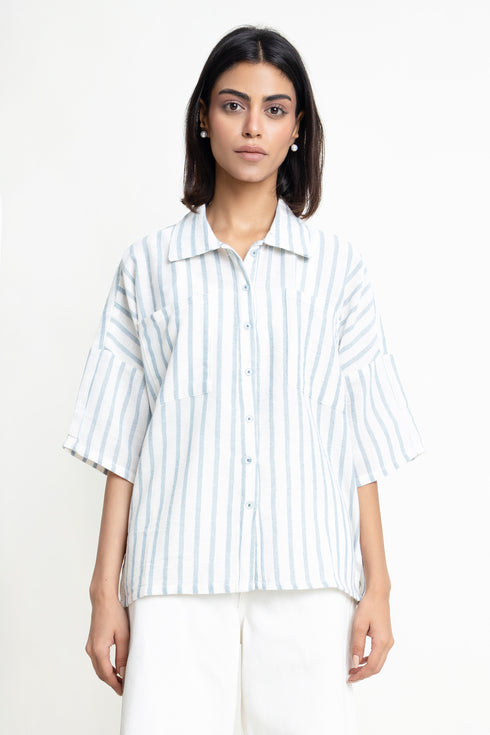 The Blue & White Oversized Striped Shirt