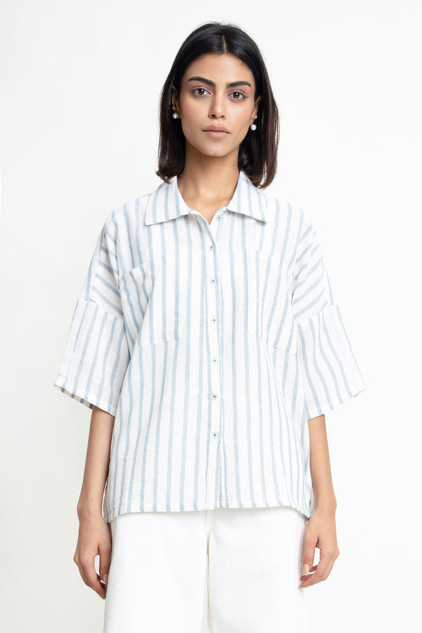 The Blue & White Oversized Striped Shirt