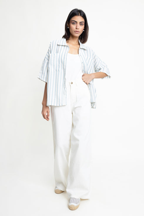 The Blue & White Oversized Striped Shirt