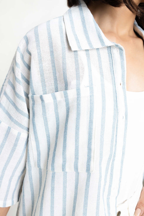 The Blue & White Oversized Striped Shirt