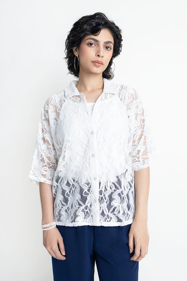 The White Lace Kimono Shirt