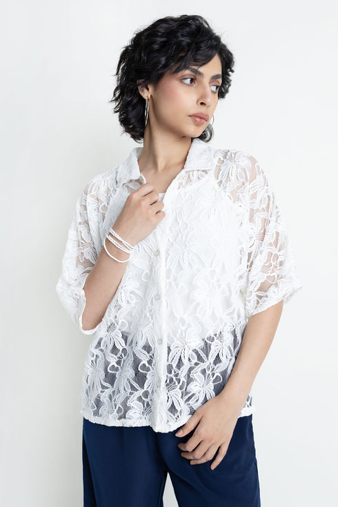 The White Lace Kimono Shirt