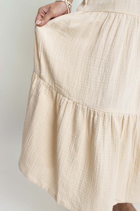 The Beige Tier Seersucker Skirt