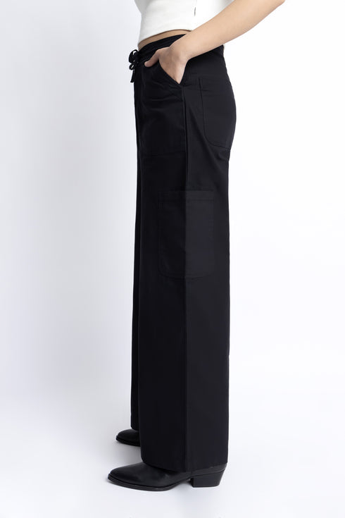 The Black Wide Leg Cargo Pants