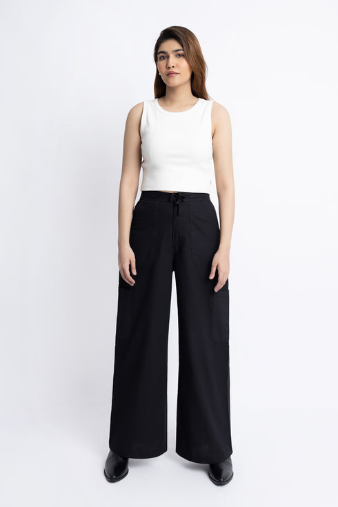 The Black Wide Leg Cargo Pants