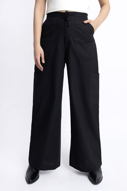 The Black Wide Leg Cargo Pants