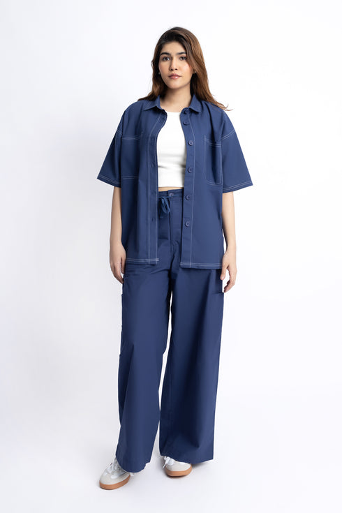 The Navy Wide Leg Cargo Pants