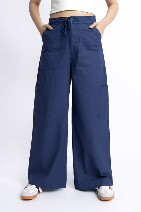 The Navy Wide Leg Cargo Pants