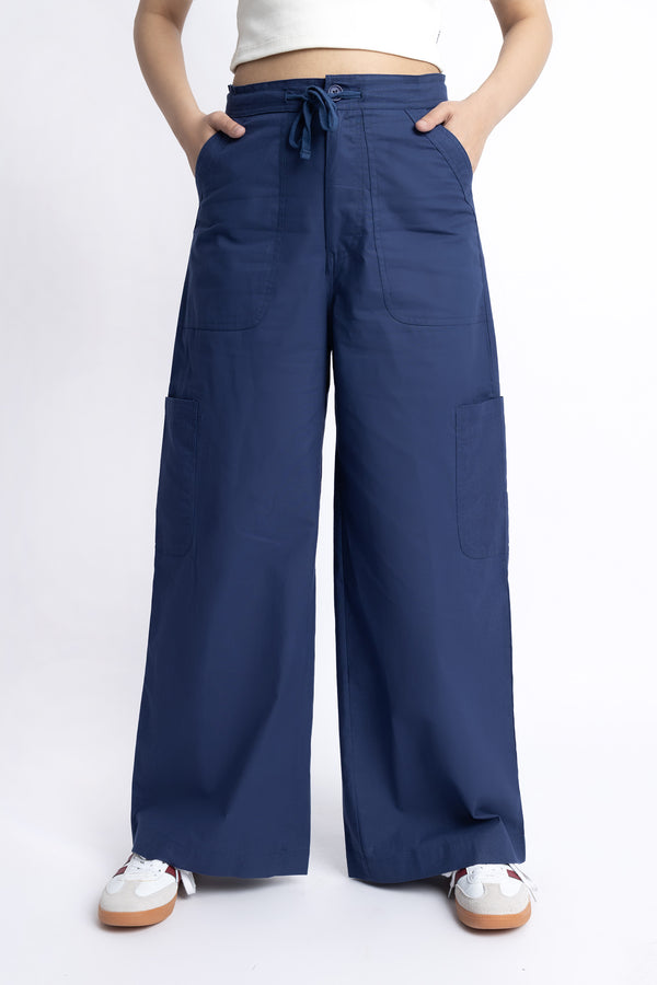 The Navy Wide Leg Cargo Pants