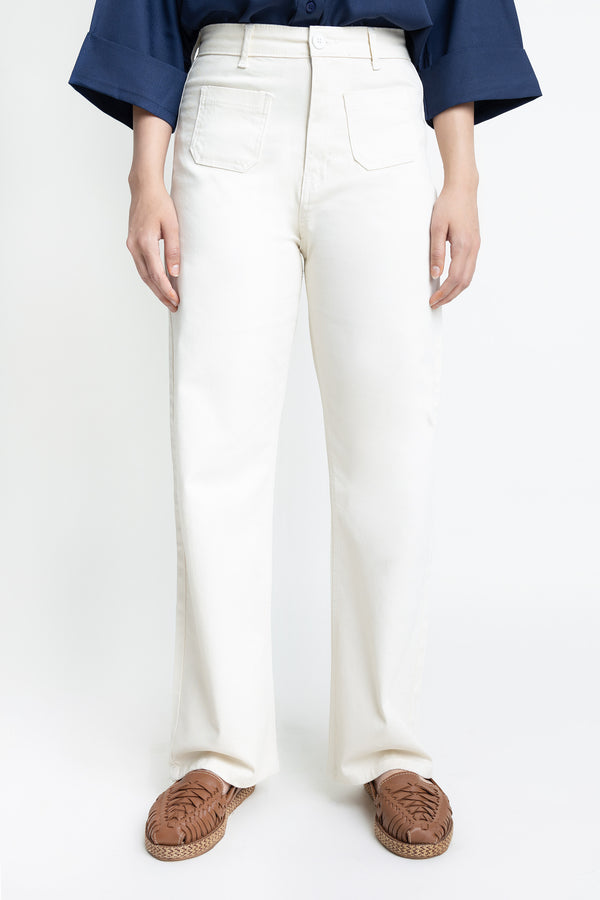 The White Straight Fit Pants