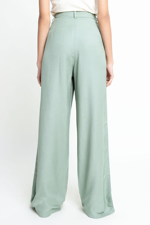 The Olive Wide Leg Linen Trousers