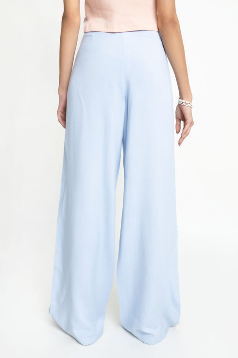 The Ice Blue Wide Leg Linen Trousers