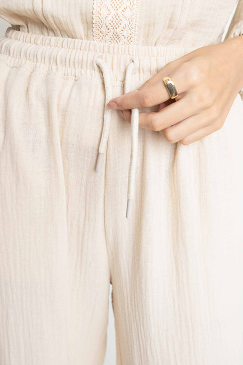 The Wide Leg Seersucker Trousers