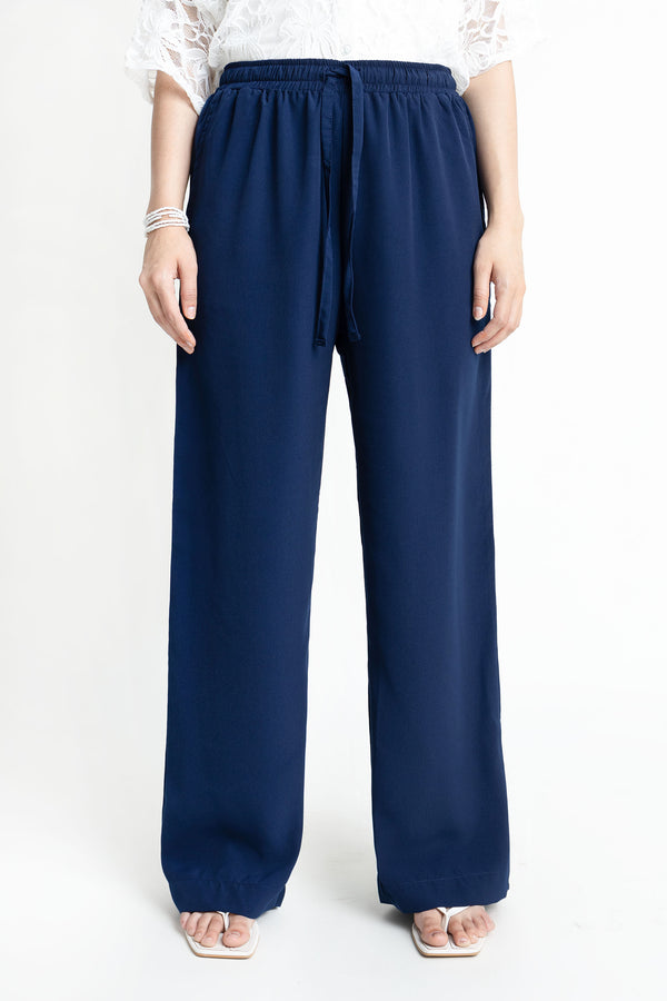 The Navy Straight Fit Pull Up Trousers