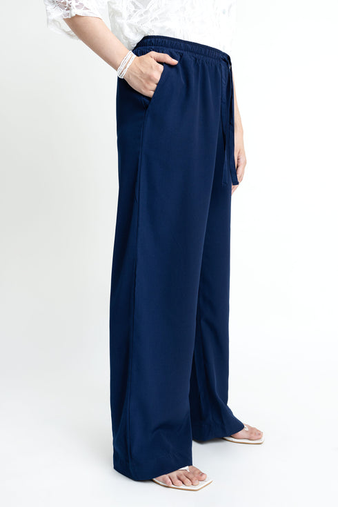 The Navy Straight Fit Pull Up Trousers