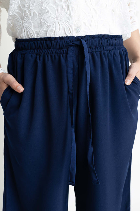 The Navy Straight Fit Pull Up Trousers