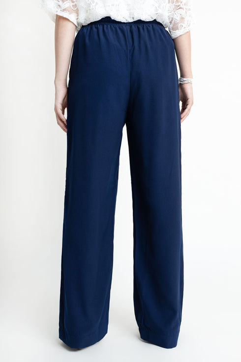The Navy Straight Fit Pull Up Trousers