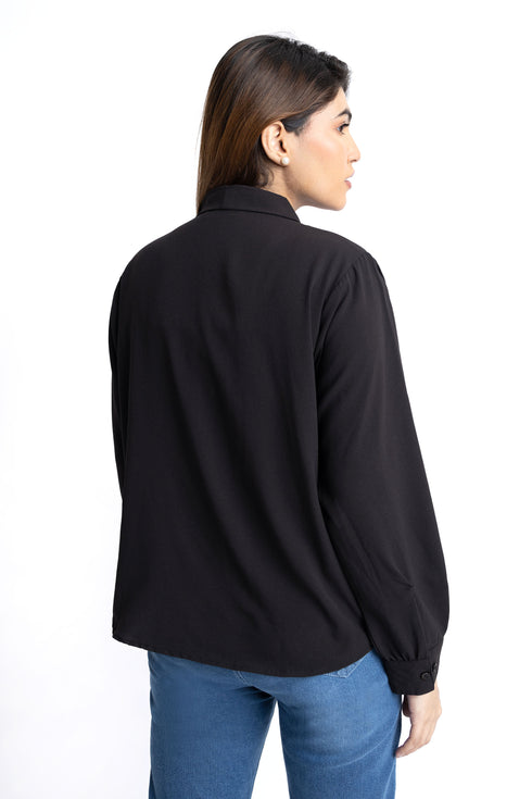 The Black Neck Tie Blouse