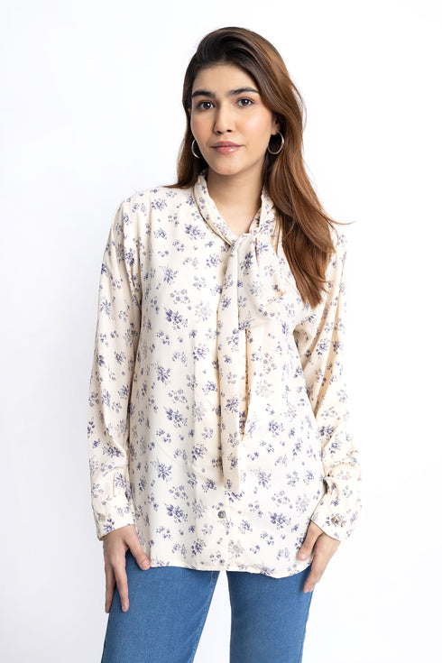 The Floral Neck Tie Blouse