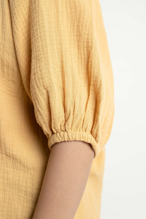The Mustard Flowy Seersucker Blouse