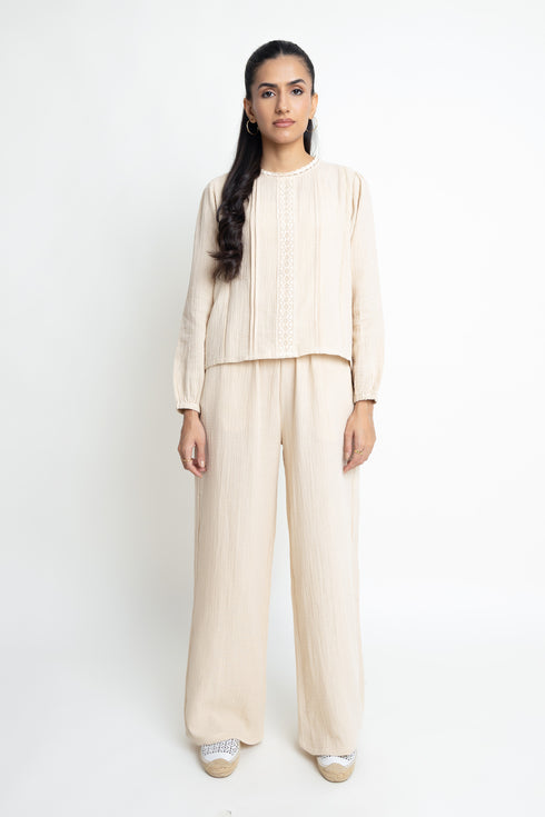 The Seersucker Regular Fit Lace Blouse