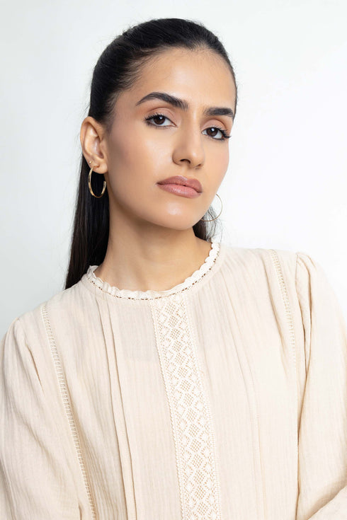 The Seersucker Regular Fit Lace Blouse