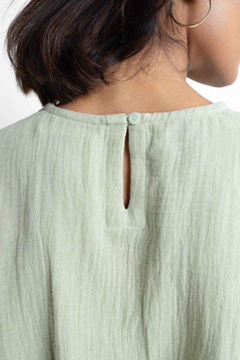 The Olive Seersucker Cropped Blouse