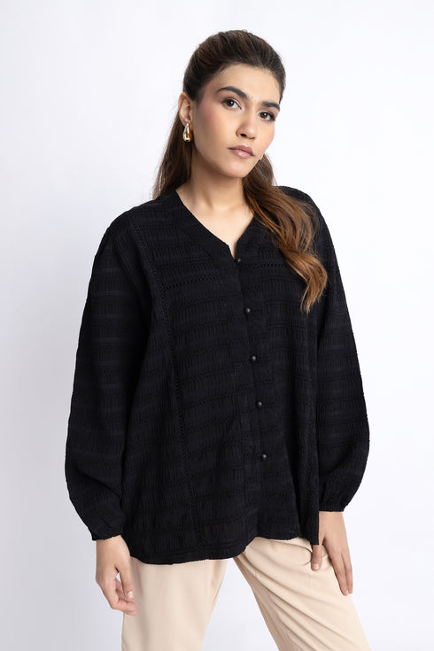The Black Textured Blouse