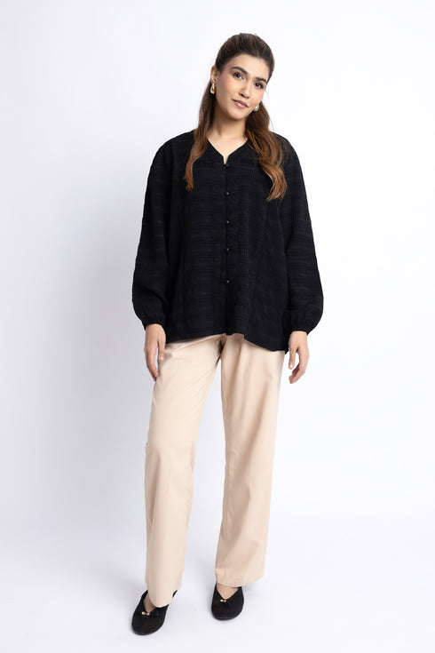 The Black Textured Blouse