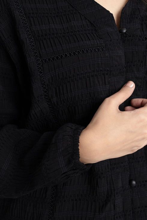 The Black Textured Blouse
