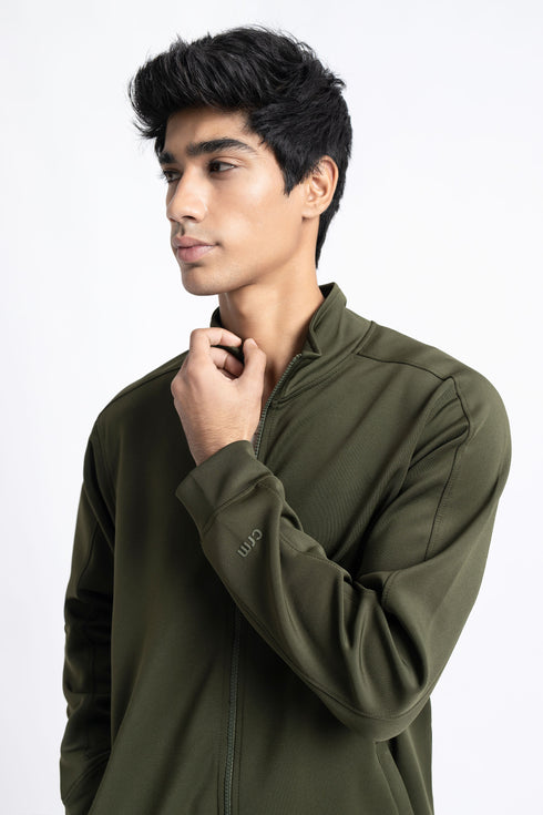 The Forest Green Scuba Mock Neck Hoodie