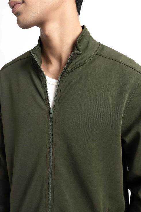 The Forest Green Scuba Mock Neck Hoodie