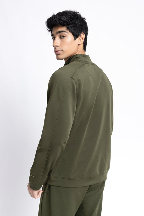 The Forest Green Scuba Mock Neck Hoodie