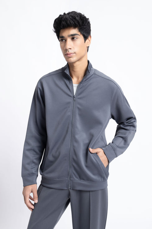 The Grey Scuba Mock Neck Hoodie