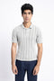 The Grey Jacquard Knit Polo