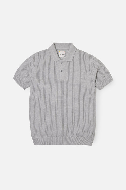 The Grey Jacquard Knit Polo