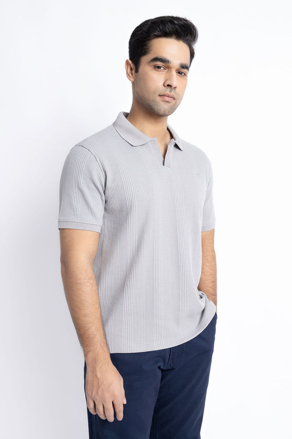 The Grey Waffle Knit Polo