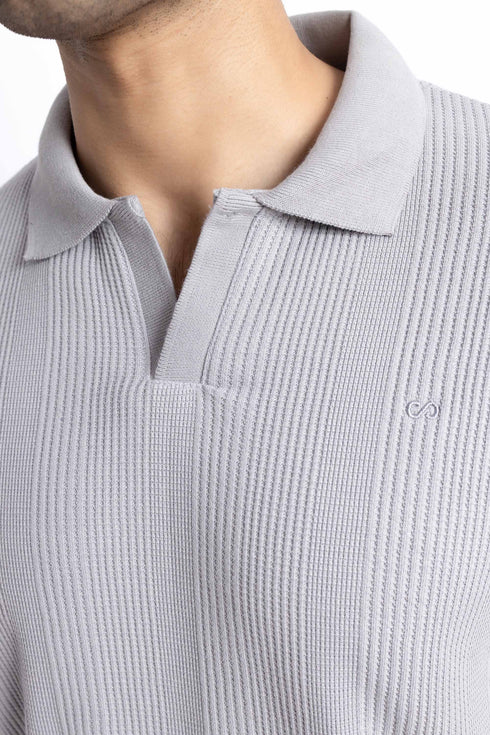 The Grey Waffle Knit Polo