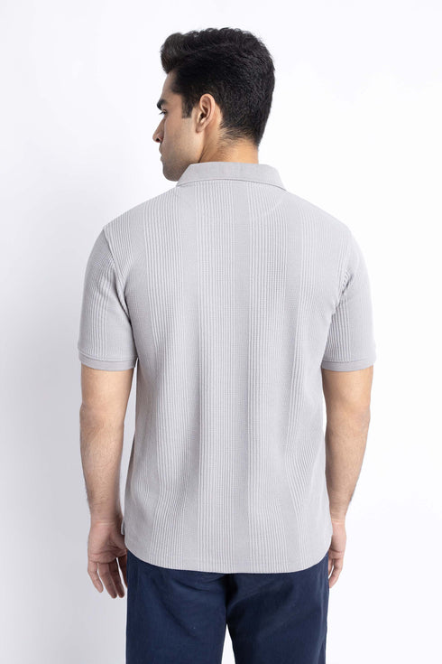 The Grey Waffle Knit Polo