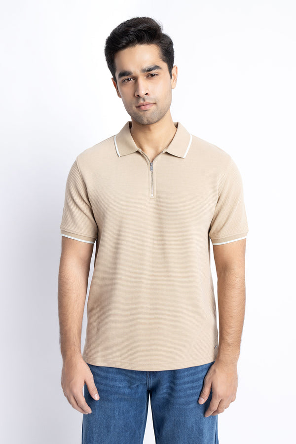 The Khaki Zipper Polo