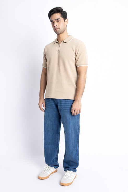 The Khaki Zipper Polo