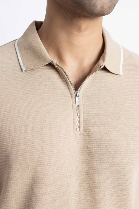 The Khaki Zipper Polo