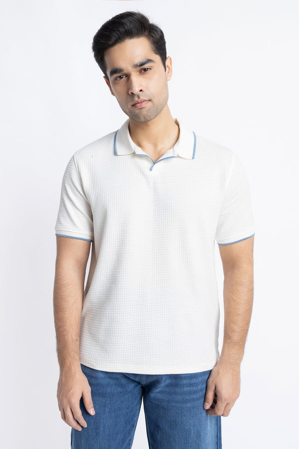 The White Waffle Knit Polo