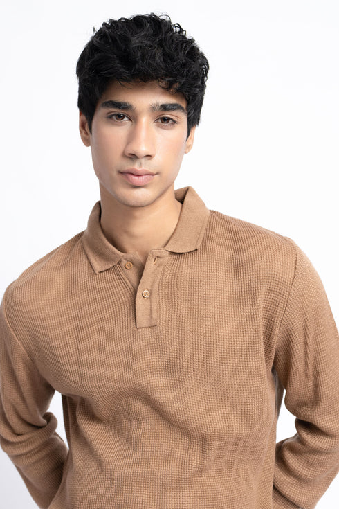 The Brown Waffle Knit Polo